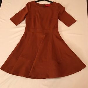 Akira Rust 3/4 sleeve midi dress
